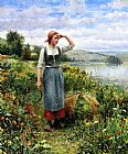 Daniel Ridgway Knight Famous Paintings - A Field of Flowers
